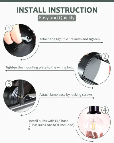 Miniatura 7 de Lámpara de tocador de 4 luces, aplique industrial de pared negra, lámpara de pared de baño de granja, lámpara de pared con base E26 vintage