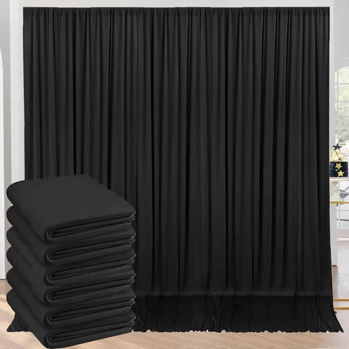 Miniatura 109 de Cortinas de telón de fondo granate de 10 pies x 10 pies sin arrugas para fiestas, 2 paneles de cortinas de telón de fondo de poliéster sedoso