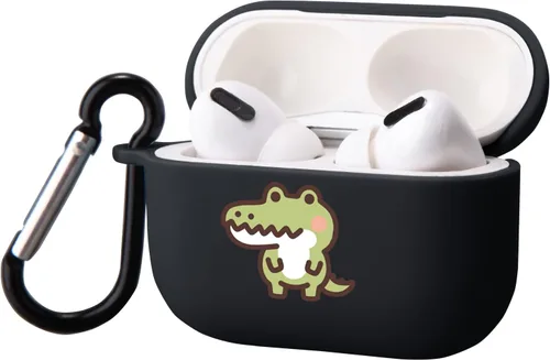 Bonita funda de cocodrilo compatible con AirPods Pro con llavero, diseño de animales de dibujos animados, funda de TPU suave para AirPods Pro, funda