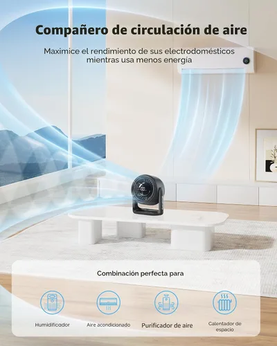 Miniatura 7 de Gaiatop Ventilador de escritorio con control táctil, batería de 4000 mAh, ventilador de dormitorio ultra silencioso de 5 velocidades con pantalla