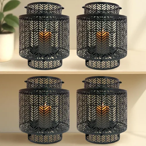 Miniatura 22 de Decozen Farol colgante para velas – Portavelas decorativo pequeño de metal negro para decoración del hogar, patio, comedor, sala de estar