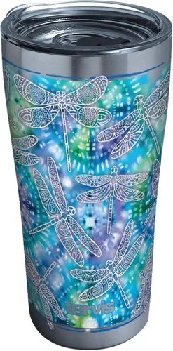 Miniatura 12 de Tervis Traveler - Vaso aislado de triple pared con diseño de libélula de teñido anudado mantiene las bebidas frías y calientes, 20 onzas, acero