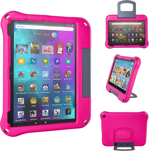 Funda para tablet Fire HD 10 para niños (versión 2021/2023, 11ª/13ª generación), funda Oqddqo Amazon Kindle 10 Plus, choque de doble capa de cuatro