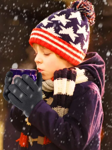 Miniatura 5 de SATINIOR 3 pares de guantes de forro polar para niños, guantes de invierno, guantes gruesos con forro cálido para niños y niñas