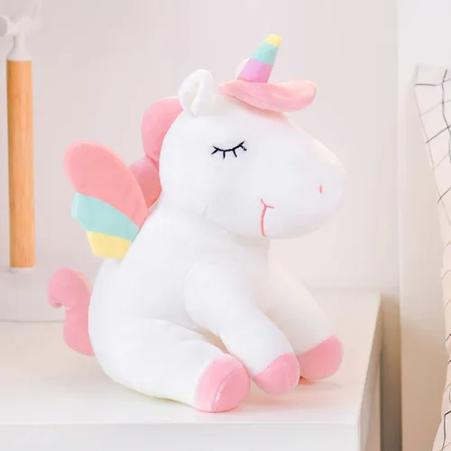 Miniatura 3 de Lazada Juguetes de Peluche de Animales de Unicornio Regalos para Niñas con Alas de Arco Iris Blanco 12 Pulgadas.. A01 Sentado Postura Blanco