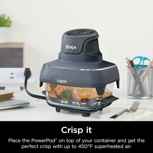 Miniatura 7 de Freidora de aire Ninja, Sistema Crispi de 4QT + 3 contenedores con tapas de almacenamiento, Freidora de aire, Microondas, Congelador y apto