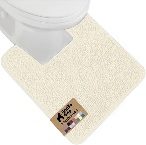 Miniatura 51 de Gorilla Grip - Tapete de baño afelpado, absorbente, peludo, de felpilla, para base de inodoro cuadrada, reverso de goma, suave, de microfibra, claro