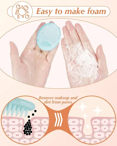Miniatura 3 de Exfoliante facial, 8 unidades de silicona para mujeres, cepillo de limpieza facial, almohadilla de poros para acné para limpieza profunda, cuidado