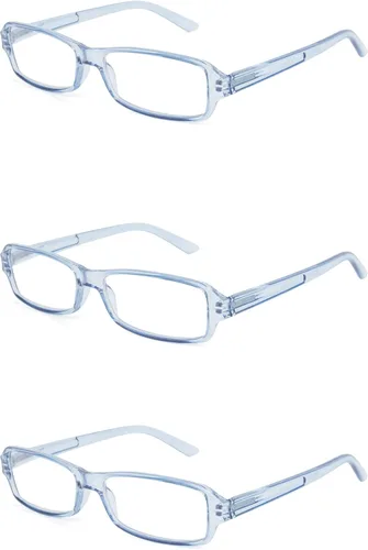 Miniatura 6 de Paquete de 3 lentes de lectura unisex con marco de plástico rectangular para hombres y mujeres