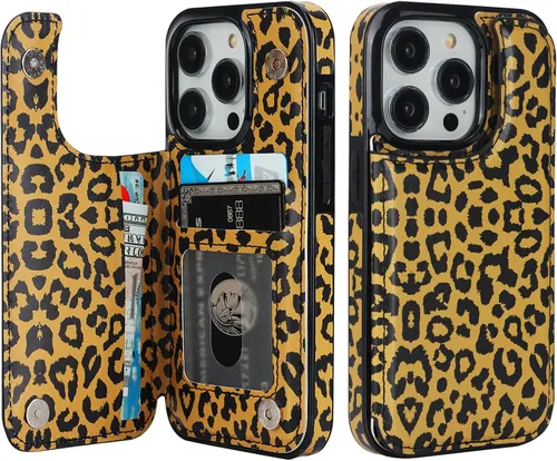 Miniatura 11 de HAOPINSH Funda tipo cartera para iPhone 14 Pro con tarjetero, patrón de flores pálidas en la parte trasera, de piel sintética, con ranuras para Flor