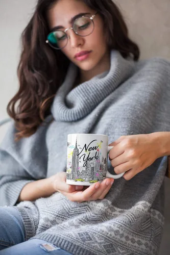 Miniatura 3 de Sweet Gisele Taza inspirada en la ciudad de Nueva York Taza de café de cerámica NYC Skyline del centro de Manhattan Empire State Building