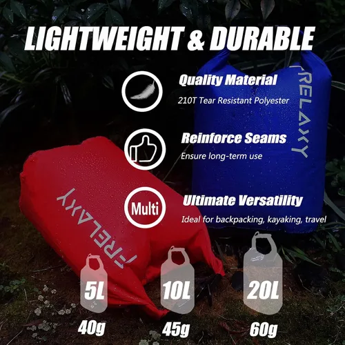 Miniatura 5 de Frelaxy Bolsa seca de 3 unidades/5 unidades, saco seco ultraligero, bolsas para exteriores que mantienen el equipo seco para senderismo, mochileros