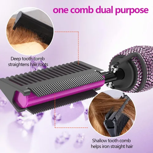 Miniatura 6 de DAN Technology Peine eléctrico de 500 grados para pelucas, peine de calefacción de diamante, apagado automático de 60 minutos y 7 temperaturas