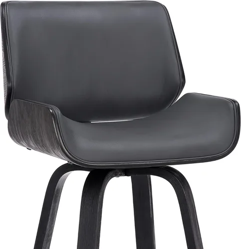 Miniatura 8 de Armen Living Tyler - Taburete giratorio de piel sintética gris y madera negra de 26 pulgadas de altura de mostrador Gris / Negro