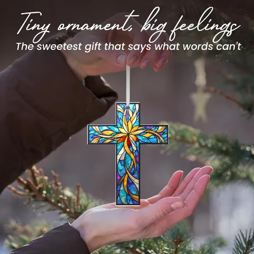 Miniatura 6 de FLAGWIX Regalos Cristianos de Navidad para Mujeres Fe - Adornos Acrílicos 2025 para Decoraciones de Árbol - Adorno de Cruz de Navidad, Regalos