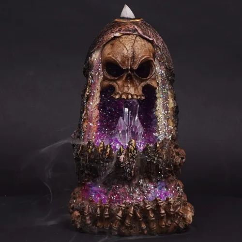 Miniatura 2 de Fantasy Gifts Quemador de incienso Geode Skull Back Flow w/LED - 6.5