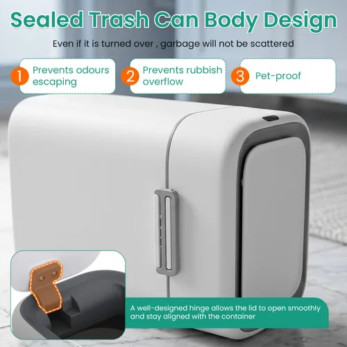 Miniatura 5 de FDW Cubo de Basura para Baño de 2.2 Galones con Tapa, Contenedor de Residuos de Plástico con Sensor Automático Delgado y Pequeño para Sala de Estar