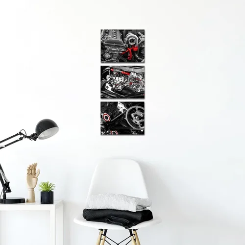 Miniatura 4 de FuShvre Mecánico Cuadros Mecánico Tienda Arte de Pared Lienzo Motor Impresiones para Taller Oficina Hombre Cueva Decoración de Pared Negro y Rojo