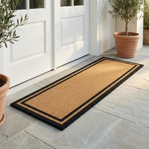Miniatura 111 de Fab Habitat Felpudo extra grueso, tejido a mano, duradero, fibra de coco natural, entrada, puerta delantera, porche, patio, pájaros en rama, gris