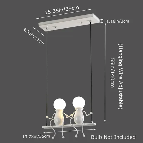 Miniatura 3 de Iluminación colgante LED creativa, moderna, doble para personas pequeñas, lámpara colgante de techo, luces colgantes ajustables para dormitorio