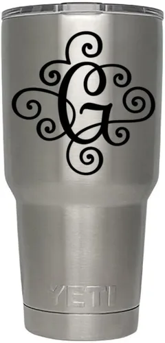 Miniatura 31 de Monogram - Calcomanía troquelada/vinilo adhesivo. Haga clic para opciones de color/letra. Disponible en cuatro colores y todas las letras de la A