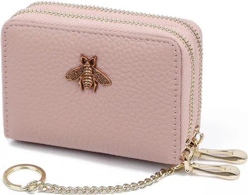 Miniatura 47 de imeetu Soporte para tarjetas de crédito RFID, cartera pequeña de cuero con cremallera para mujer