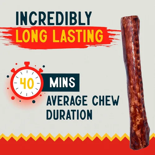 Miniatura 4 de Canine Chews 8-9" Rollos de Cuero Crudo Asados de Ternera, Huesos de Cuero Crudo para Perros Grandes, Huesos para Perros de Razas Grandes