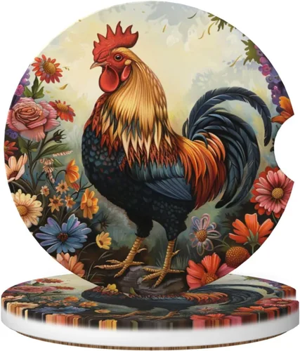 Miniatura 21 de 2 posavasos para automóvil, pintura de árbol de oso, base de corcho antideslizante, diseño de ranura, ajuste universal, cerámica, marrón