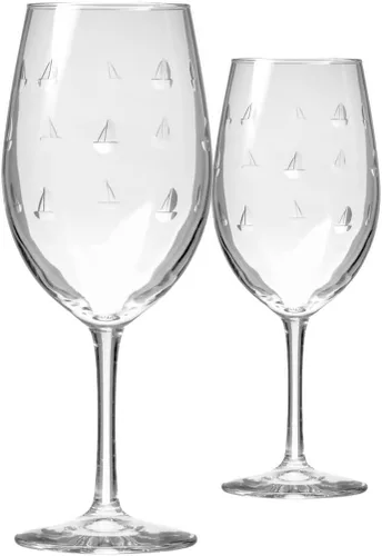 Miniatura 15 de Rolf Glass Sailing - Vaso de vino sin tallo de 18 onzas, juego de 4 copas de vino sin tallo, vidrio sin plomo, vasos grabados, fabricados con Juego