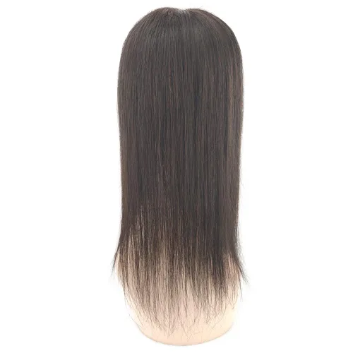 Miniatura 4 de 4.7x5.1 in base de seda virgen cabello humano para mujeres 10-20 pulgadas clip en el cuero cabelludo superior toupee postizos con 4 clips 5 x 5