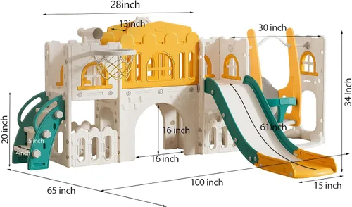 Miniatura 8 de Sistema de juego para patio de recreo, tobogán 10 en 1 para niños, juego de columpio/tobogán, para interiores para niños pequeños de 1 a 3 años