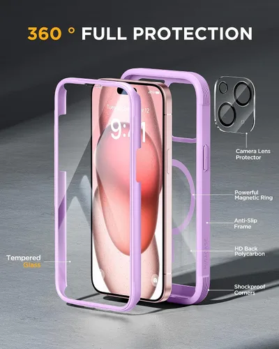 Miniatura 5 de Miracase Funda magnética para iPhone 15 Plus de 6.7 pulgadas [compatible con Magsafe] funda militar de cuerpo completo a prueba de caídas 15 Plus