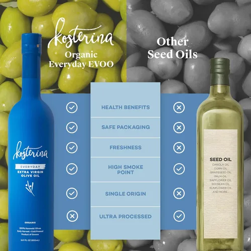 Miniatura 7 de Kosterina - Aceite de oliva virgen extra orgánico para uso diario, AOVE griego de cocción a alta temperatura, hecho de aceitunas Koroneiki 100%