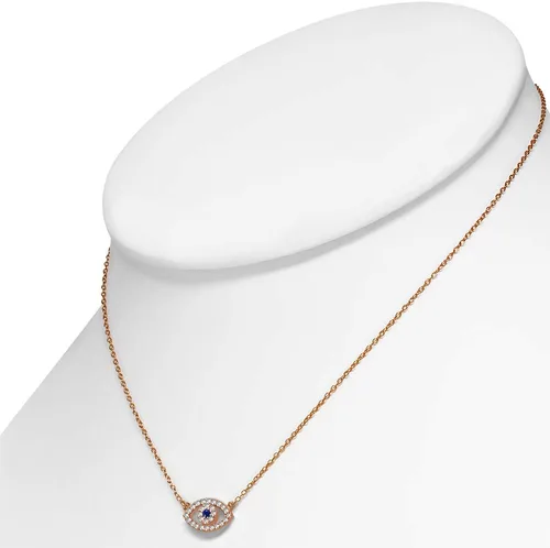 Miniatura 11 de Collar con colgante CZ mal de ojo azul blanco de plata de ley 925