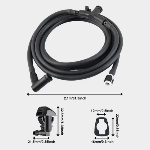 Miniatura 2 de Kit de boquillas de limpiaparabrisas compatible con manguera de chorro y líquido para lavadora F550 F450 F350 F250 con conector que reemplaza al OEM