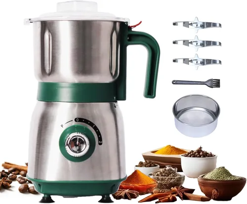 Molinillo eléctrico para cocina, molinillo de granos de 500 W con 3 cuchillas de acero inoxidable, versátil molinillo de especias para café, moler