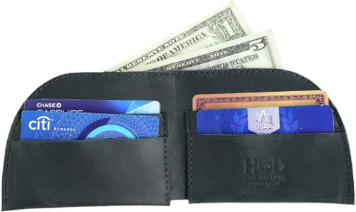 Miniatura 5 de Hide Drink Cartera plegable de cuero con bolsillo frontal capacidad para hasta 4 tarjetas más billetes planos organizador de efectivo accesorios
