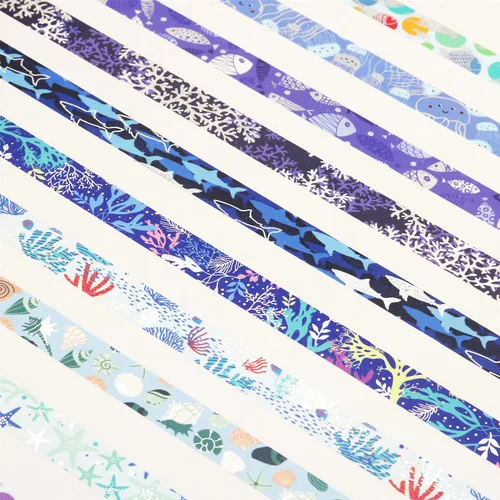 Miniatura 2 de Juego de 10 rollos de cinta washi azul océano, con impresión de lámina plateada, cintas de enmascarar decorativas para artes, manualidades DIY