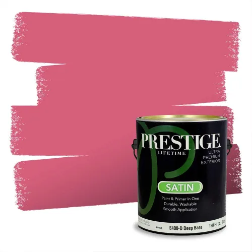 Miniatura 582 de Prestige Paints Pintura exterior e imprimación en uno, 1 galón, plano, coincidencia comparable de Valspar* Amber Rose*