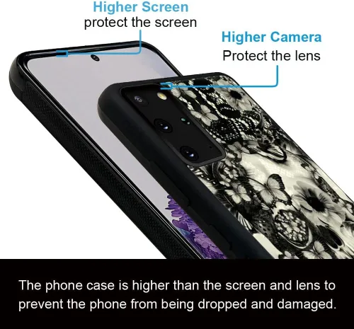 Miniatura 4 de ZHEGAILIAN Funda compatible con Samsung Galaxy S20 FE, diseño de esqueleto de encaje gótico victoriano, acrílico duro y TPU anti-caída