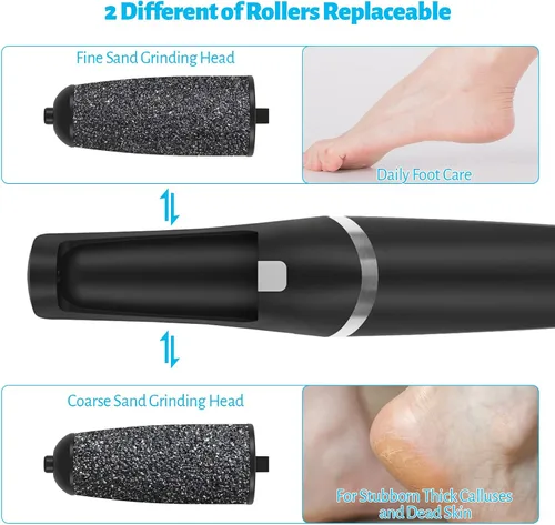 Miniatura 4 de Removedor eléctrico profesional de callos de pies, kit de herramientas de pedicura electrónico recargable, resistente al agua con 4 cabezales