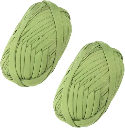 Miniatura 55 de 2 piezas de tela elástica para camisetas, hilo de crochet para tejer DIY, hilo de punto grueso tipo espagueti para proyectos de bolsos, mantas