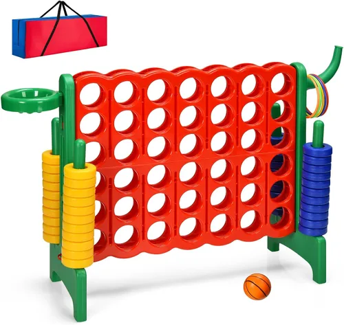 Miniatura 12 de KOTEK Juego gigante 4 en una fila, juego familiar jumbo de 4 en puntuación con deslizadores de liberación rápida, 42 anillos, lanzamiento de anillos