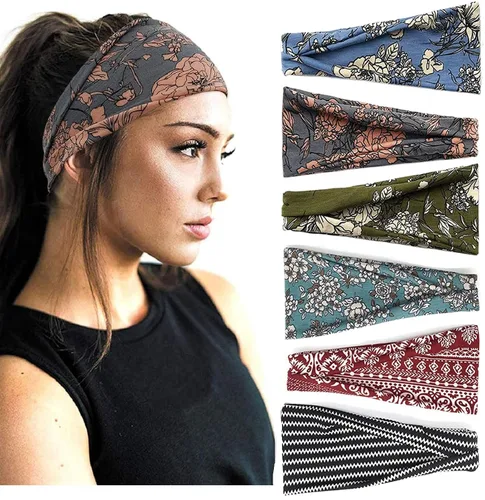 Miniatura 16 de TERSE Diademas para mujer, bandas de pelo de lunares de moda para yoga, entrenamiento, todos los días, bandas anchas y gruesas para la cabeza