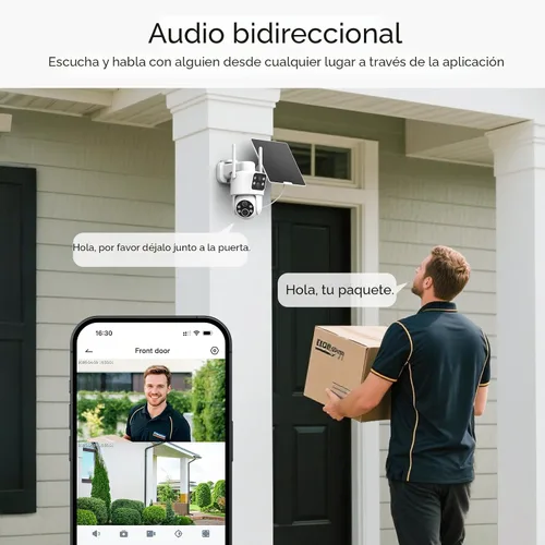 Miniatura 8 de TKENPRO Cámaras de seguridad solar de doble lente inalámbricas para exteriores, video Full HD 2K, visión de 360° Pan/Tilt Cámara de seguridad