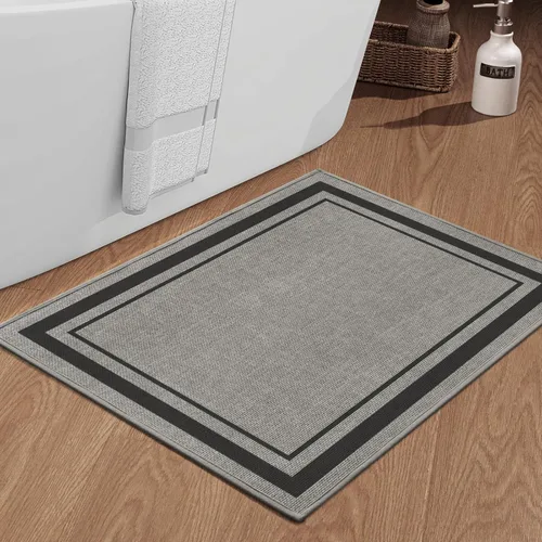 Miniatura 58 de chakme Juego de 2 alfombras de baño ultrafinas, absorbentes, antideslizantes, lavables a máquina, color beige oscuro, 17 x 24 pulgadas + tapete