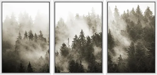 Miniatura 112 de SIGNWIN Conjunto de arte de pared de lienzo enmarcado, acuarela pastel, cielo de nubes rosas, colina verde del campo, naturaleza, vida silvestre