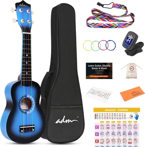 Miniatura 23 de ADM Ukelele para principiantes, kit de madera hawaiana para niños, adultos y estudiantes, pack profesional de ukalele con lecciones gratuitas, bolsa