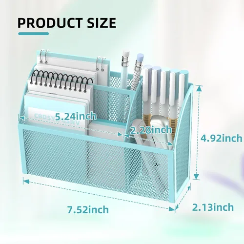 Miniatura 6 de DALTACK Soporte magnético para lápices, estante de malla de 3 rejillas para pizarra blanca, refrigerador y casillero, organizador para el hogar