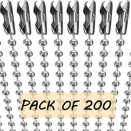Miniatura 3 de H&W 100 cadenas de cuentas de 4 pulgadas con cierre de conector, cadena de bola de acero inoxidable, llavero de cadena de bolas de acero inoxidable